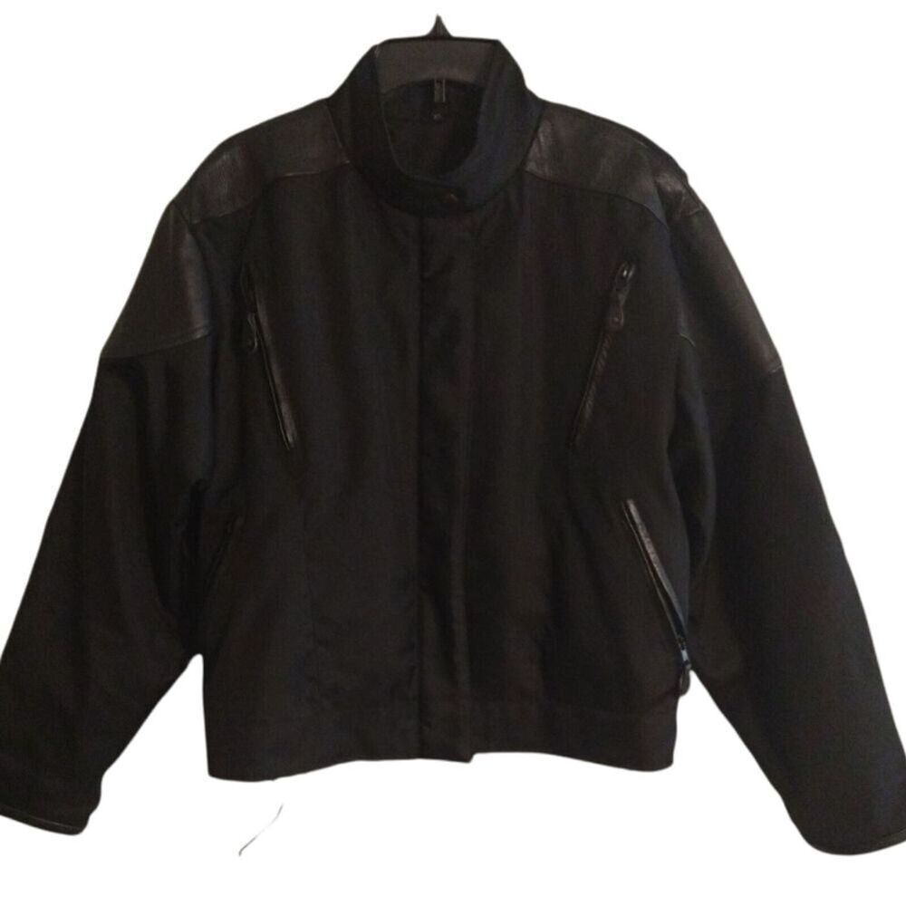 Unik leather/nylon Motorcycle ladies  jacket Size Xl Black